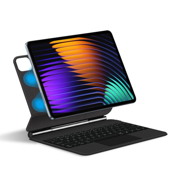 ProElite Magnetic Bluetooth TouchPad Keyboard case for Xiaomi Mi Pad 7/7 Pro 11.2 inch Tablet, Floating Cantilever Design with Built-in Colourful Backlit TouchPad Keyboard, Black