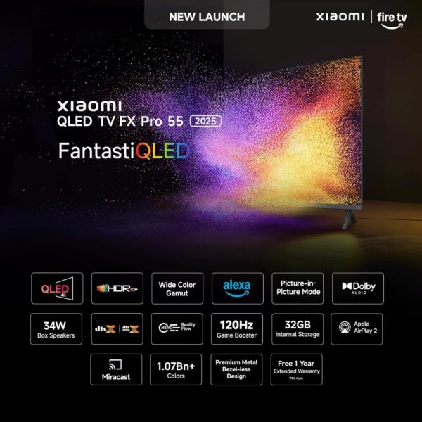 Xiaomi 138 cm (55 Inches) FX Pro Series 4K Ultra HD Smart Fire QLED TV - Image 4