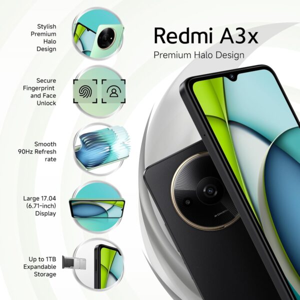 Redmi A3X (Midnight Black, 3GB RAM, 64GB Storage) | Premium Halo Design | 90Hz Display | Powerful Octa Core Processor - Image 4
