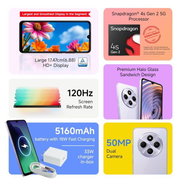 Redmi A4 5G (Sparkle Purple, 4GB RAM, 64GB Storage) | Global Debut SD 4s Gen 2 | Segment Largest 6.88in 120Hz | 50MP Dual Camera | 18W Fast Charging - Image 6