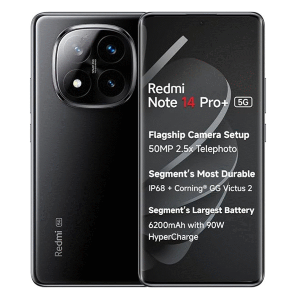 Redmi Note 14 Pro+ 5G (Titan Black, 8GB RAM+ 256GB Storage) | Snapdragon 7s Gen 3 Processor | AMOLED Display | Dual Nano-SIM | 6200mAh Battery