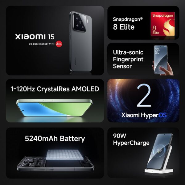 Xiaomi 15 (Black, 12GB/512GB)| 50 MP Leica Triple Camera | SD 8 Elite | 1.5K CrystalRes Dynamic 1-120 Hz AMOLED | Hyper AI - Image 3